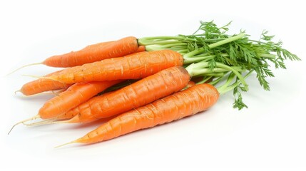 Wall Mural - Carrot vegetable with leaves space text isolated on white background cutout