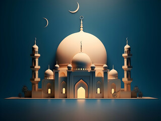 Islamic background with crescent and lantern, Ramadan and Eid Background, Islamic traditional ornamental photo and background, Muslim holiday Design