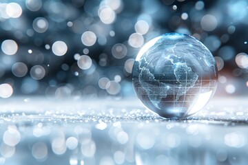 Poster - Digital representation of the world connected through a network of data and technology, highlighting the importance of global communication, Generative AI