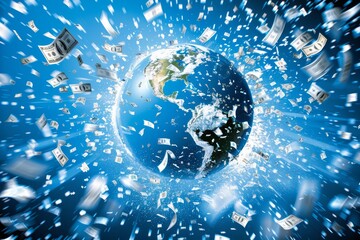 Poster - Digital representation of the world connected through a network of data and technology, highlighting the importance of global communication, Generative AI