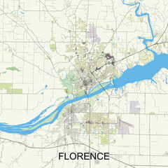 Florence, Alabama, United States map  poster art