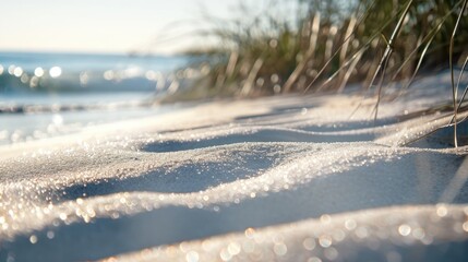 Poster - Shiny white sand shimmering in the sunlight for a backdrop