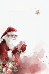 Wall Mural - Watercolor poster Merry Christmas and happy new year. Christmas holiday background illustration