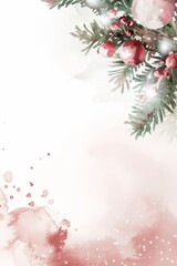 Wall Mural - Watercolor poster Merry Christmas and happy new year. Christmas holiday background illustration