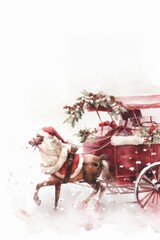 Wall Mural - Watercolor poster Merry Christmas and happy new year. Christmas holiday background illustration