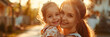 © S photographer - Caucasian daughter hugging mother in front of her house.