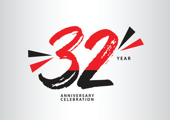 Wall Mural - 32 year anniversary celebration logotype vector, 32 number design, 32th Birthday invitation, anniversary logo template, logo number design vector, calligraphy font, typography logo, vector design