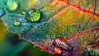 © thung - Close-up of a rain drop on a vibrant tree leaf with subtle digital circuitry patterns, illustrating the harmony between technology and nature