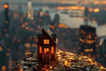 Wall Mural - House atop coins