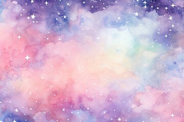 Aufkleber - A cosmic blend of pastel watercolors resembling background, Pastel watercolor cloud background with copy text space