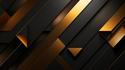Fototapete - Abstract golden and black geometric shape background, Luxury golden geometric background