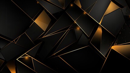 Fototapete - Abstract golden and black geometric shape background, Luxury golden geometric background