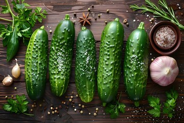 Canvas Print - Cucumbers on table close up