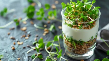 Wall Mural - Microgreen Greek Yogurt Parfait Recipe