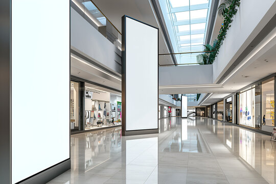 Digital advertisement in shopping mall mockup Blank billboards located in shopping malls or retail stores useful for your advertising with clipping paths