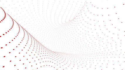 Wall Mural - 3d animation with moving dots in bends of space. design. white 3d space with depth of bends of movin
