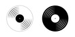 © vikusha_art - Black and white vinyl record plates icons. Turntable LP or long play music discs. DJ equipment for techno party. 70s 80s 90s discotheque nostalgia concept. Vector graphic illustration.