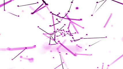 Wall Mural - colorful particles connected by lines flying flying towards camera. design. plexus dynamic backgroun