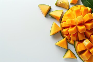 A close up of a sliced mango