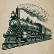 © erna - Steam locomotive, old train, Hand drawn illustration