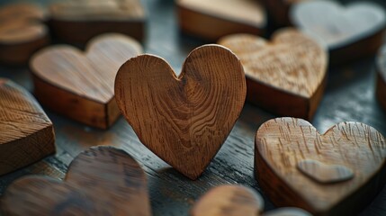 Wall Mural - Wooden hearts expressing affection