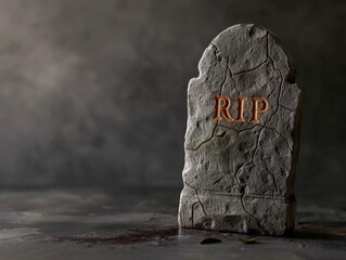 Weathered gravestone with RIP inscription