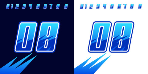 number 08 with blue racing effects, for racing, sports, racing workshops