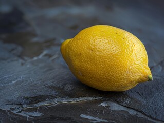 Poster - Close-up of a ripe yellow lemon on a dark background