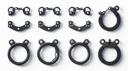 Police handcuffs icon. Vector flat illustration isolated on white background. 3D avatars set vector icon