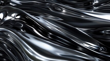 Wall Mural - Abstract black background featuring dynamic light reflections and smooth textures