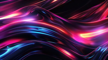 Wall Mural - abstract black background with vibrant neon light streaks and smooth gradients for a futuristic look