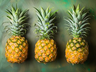 Wall Mural - Vibrant pineapples on a textured background