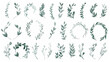 © Ahtesham - Set of elegant floral logo elements. Borders and dividers, frame corners and branch.  Hand drawn line wedding herb