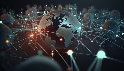 Global business structure of networking. Analysis and data exchange customer connection