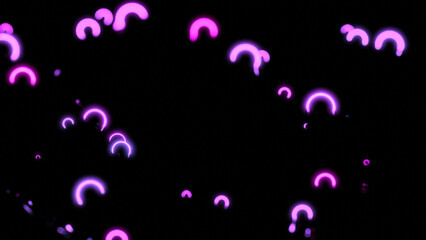 Wall Mural - neon rings move and vibrate in space. design. small neon rings vibrate in dark space. luminous rings