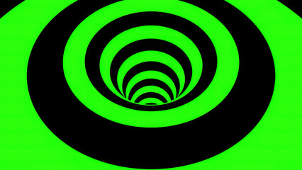 Wall Mural - green and black hypnotic spiral background. animation. contrasting optical illusion.