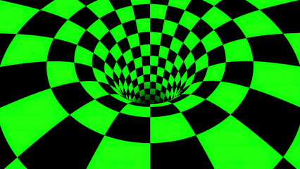 Wall Mural - green and black hypnotic spiral background. animation. contrasting optical illusion.