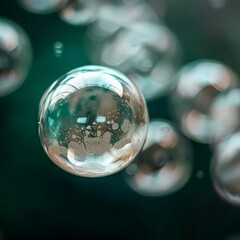 Wall Mural - bubble in dark green zoomed in macro