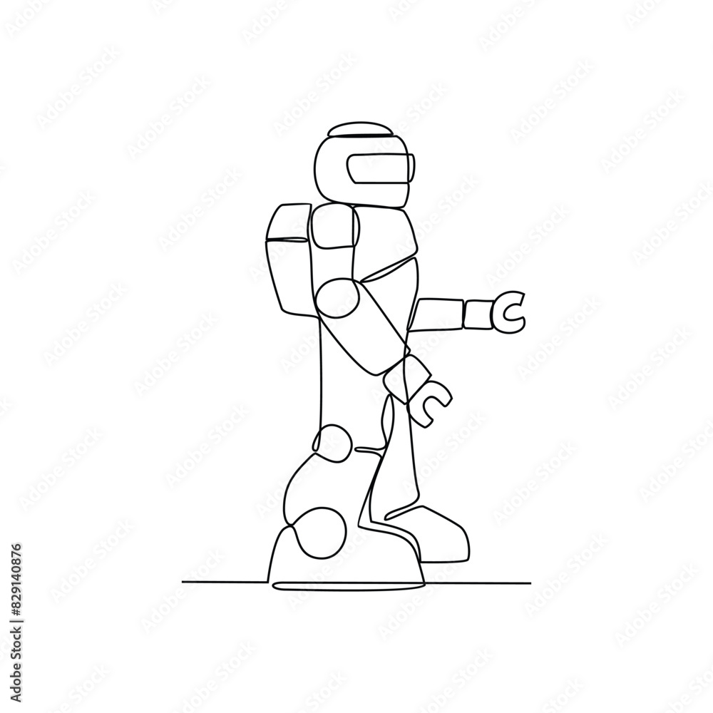 One continuous line drawing of Robot vector illustration. Programmable ...