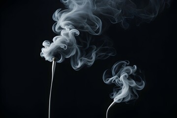 Two cigarette smoke pipes with smoke coming out of them