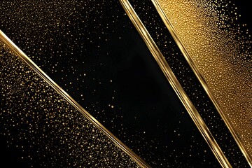 A black background with gold glitter and a gold stripe