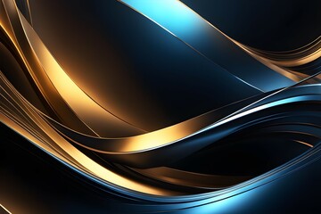 A piece of abstract art with a blue and gold color scheme