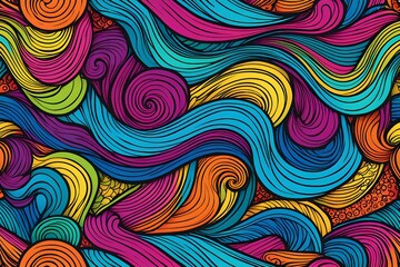 Wall Mural - A colorful, abstract painting of a wave with a rainbow of colors