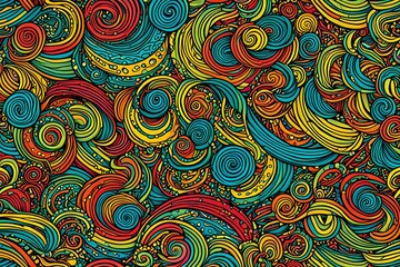 Wall Mural - A colorful abstract painting with swirls and circles