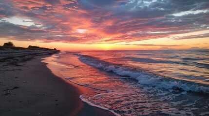 Poster - View of the beach at sunset