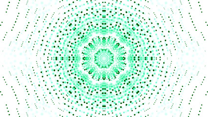 Poster - Hypnotic circular pattern moving from dots. Design. Dots move in geometrically circular pattern. Kaleidoscopic pattern of dots on white background