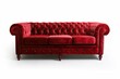 © LimeSky - 3 seat red velvet sofa on white background isolated