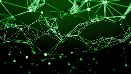 Wall Mural - abstract plexus technology science and engineering. design. green connections field.