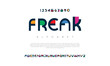 © designfourmonths - Freak creative geometric modern urban alphabet font. Digital abstract futuristic, fashion, sport, minimal technology typography. Simple numeric vector illustration