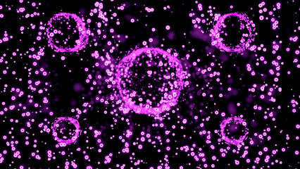 Wall Mural - animation with moving stream of bubbles and large circles. design. balls in space with distortion of